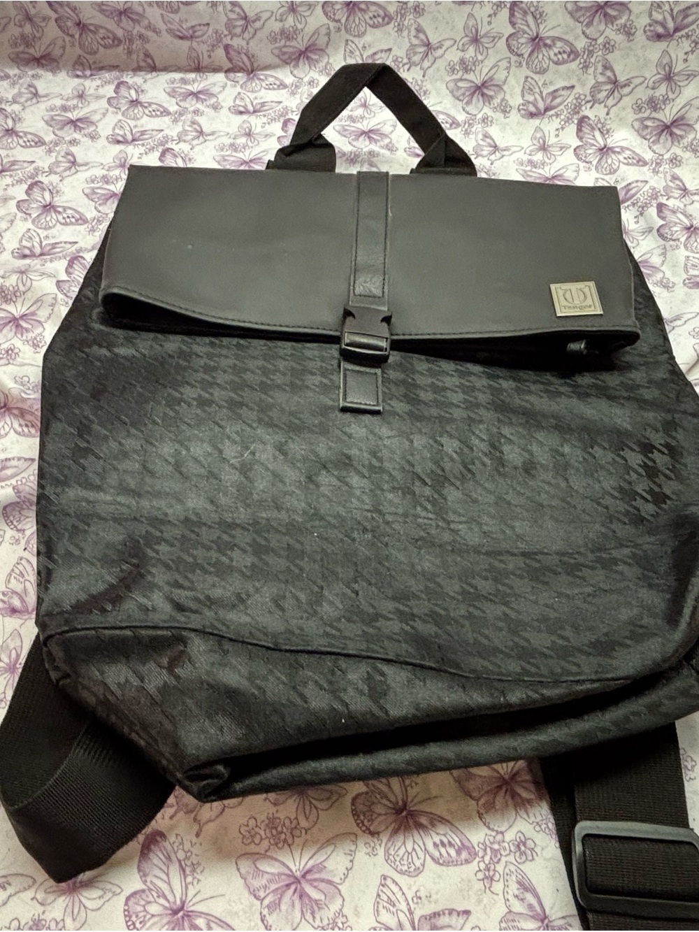 โด๏ธStylish Every Day Black Roll-Top Backpack
